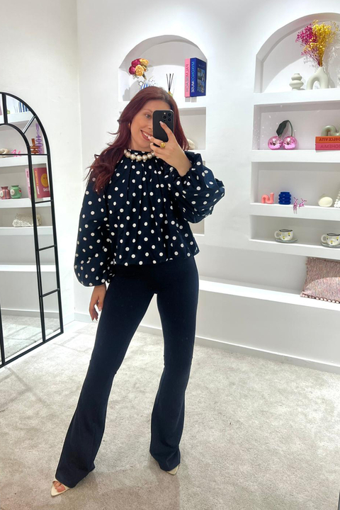 Blusa Abalonada bolinhas Polka Dot Azul