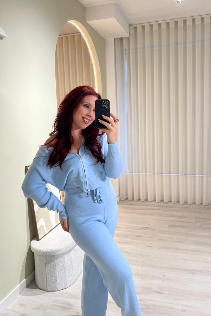 Conjunto Cardado A Pêlo Blue