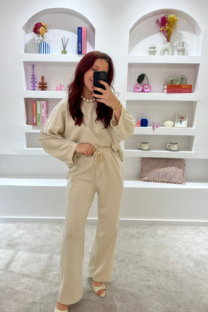 Conjunto Inspiração Adidas Bege