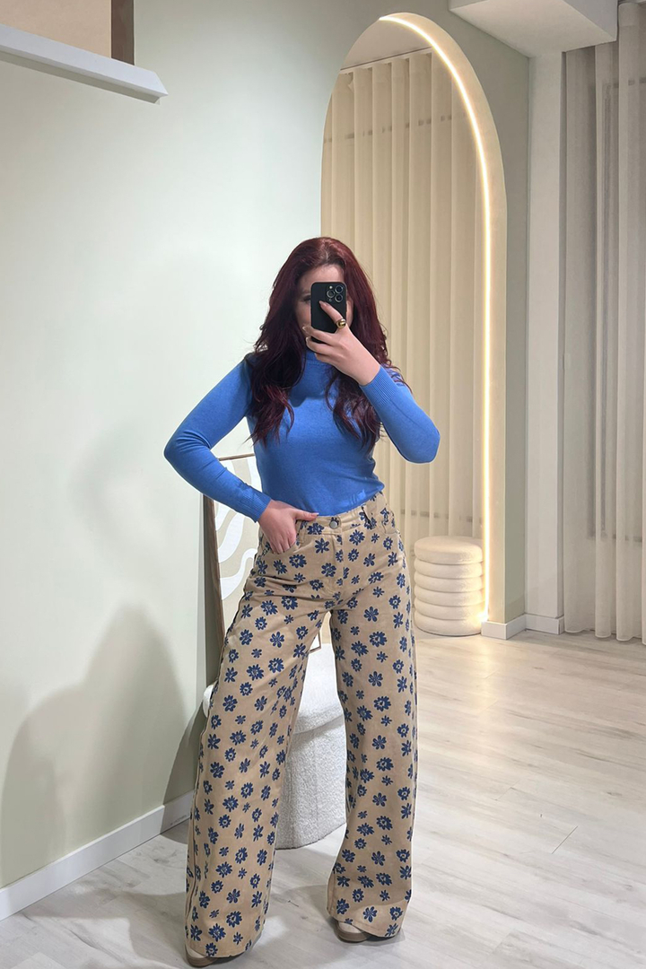 Calça Wide Leg Flowers