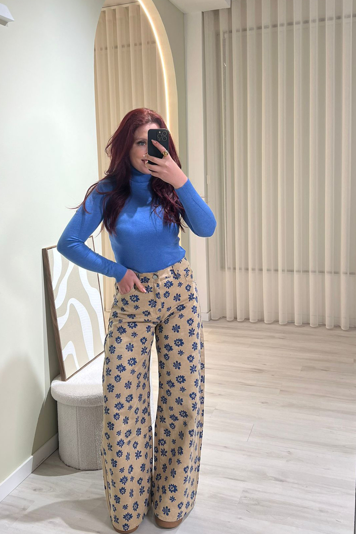 Calça Wide Leg Flowers
