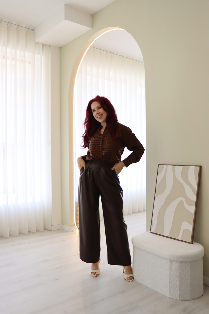 Camisa Quadrados Castanha