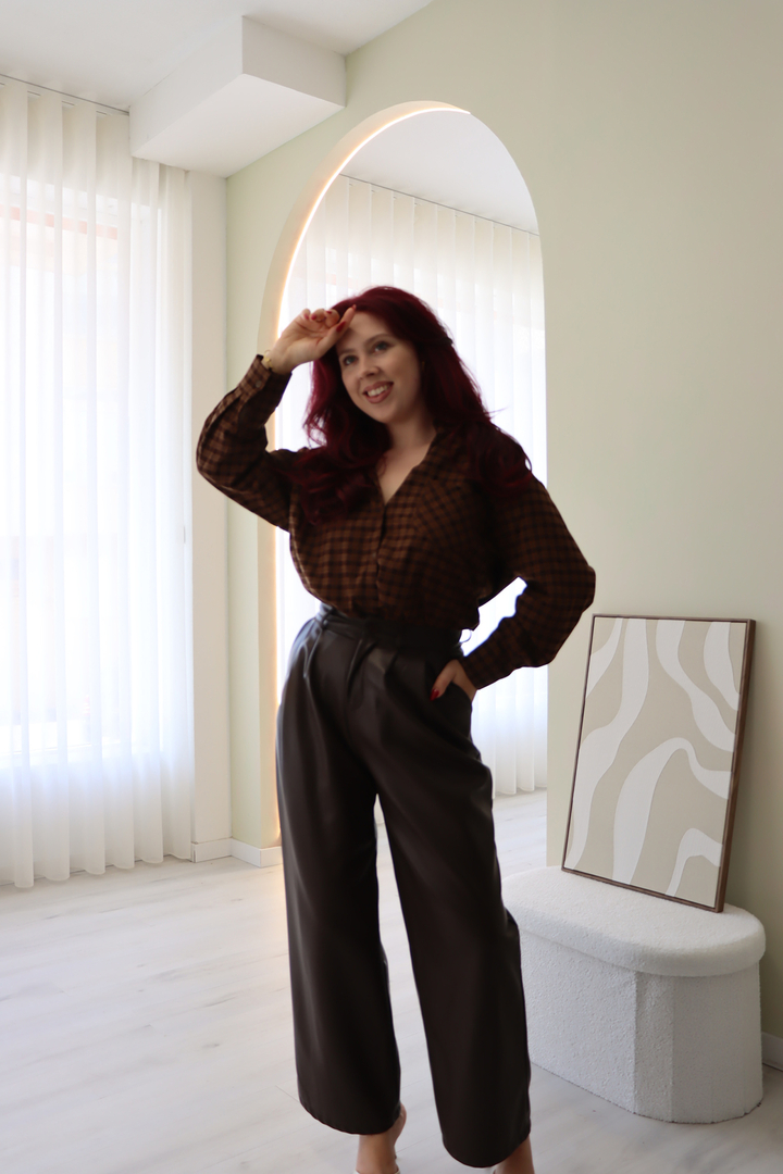 Camisa Quadrados Castanha