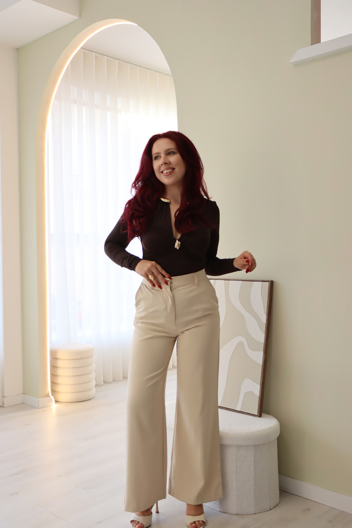 Body Efeito Colar Castanho