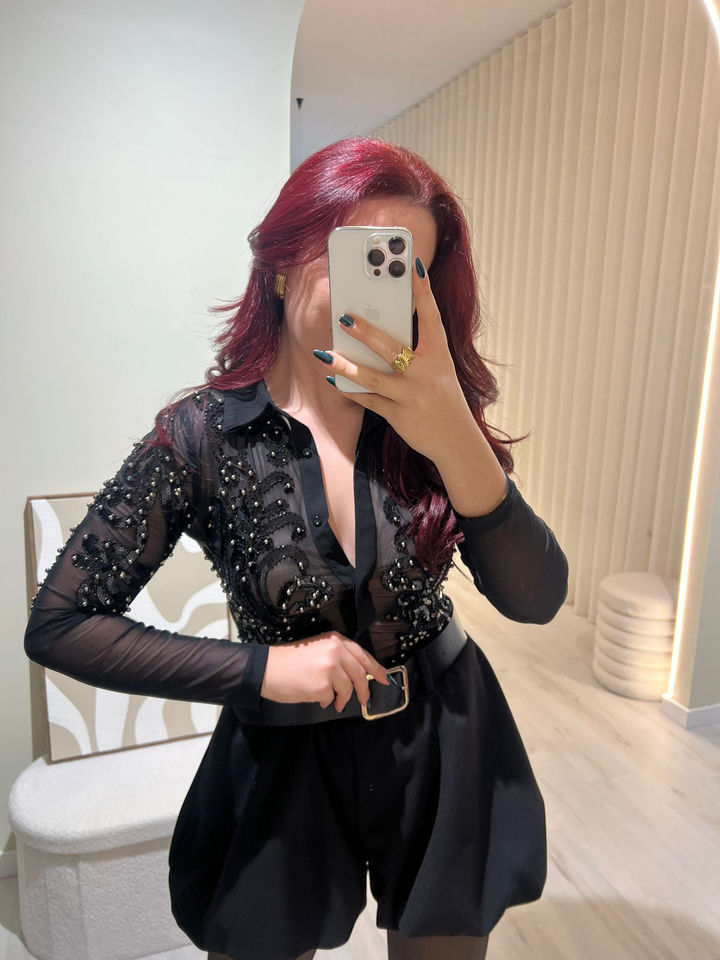 Body Preto com Pedrarias