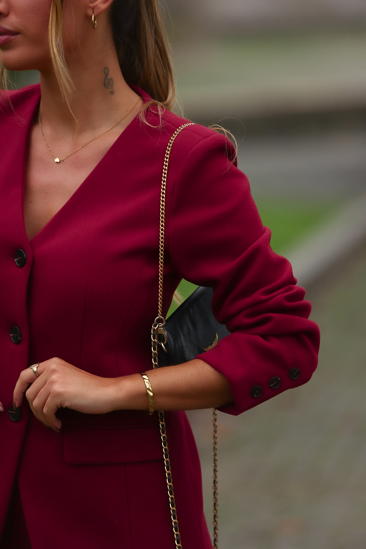 Conjunto Classy Com Saia Bordeaux