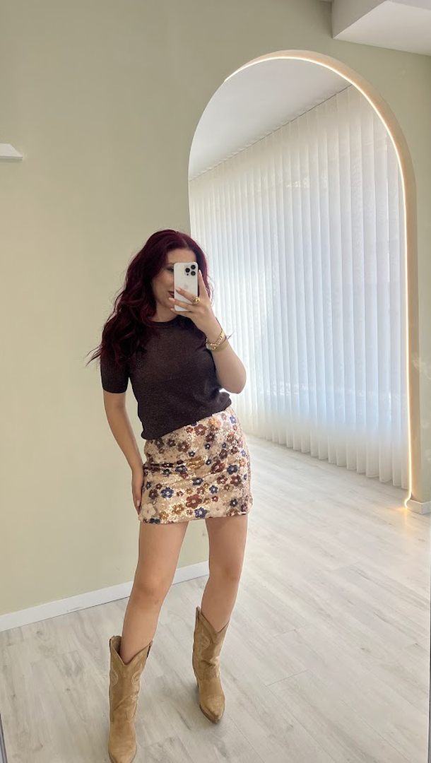 Saia Lantejoulas multicor