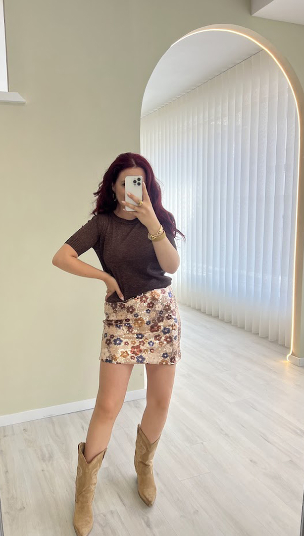 Saia Lantejoulas multicor