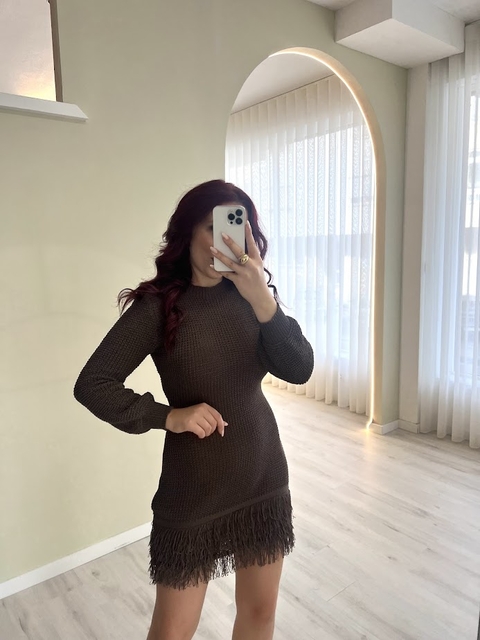 Vestido Franjas Taupe