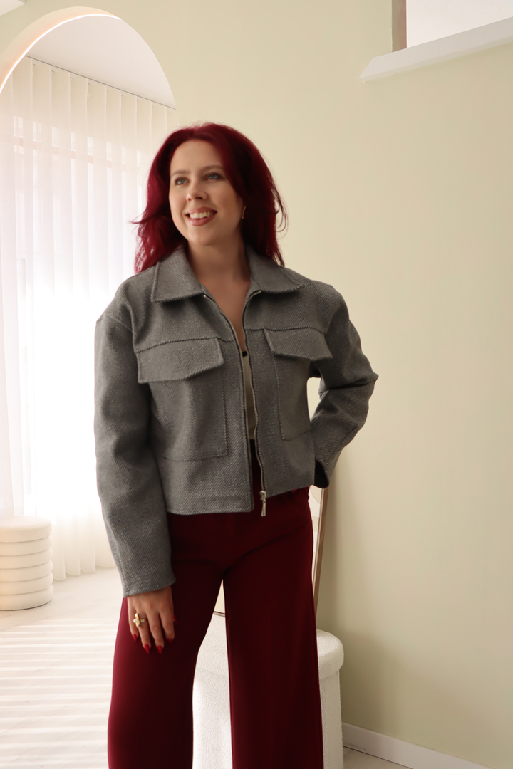 Casaco curto com lã