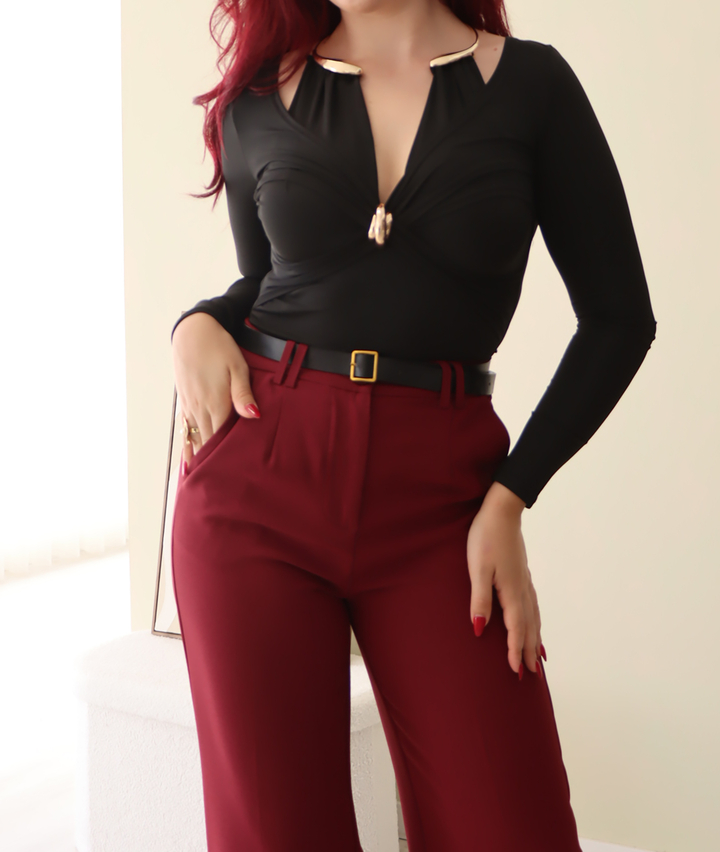 Body efeito colar Preto