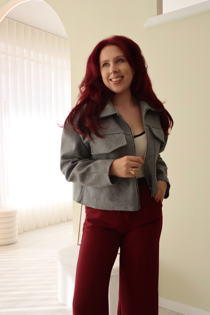 Casaco curto com lã