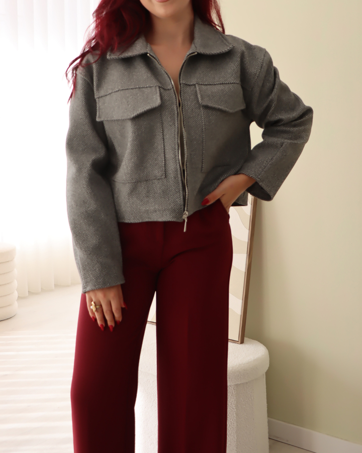 Casaco curto com lã