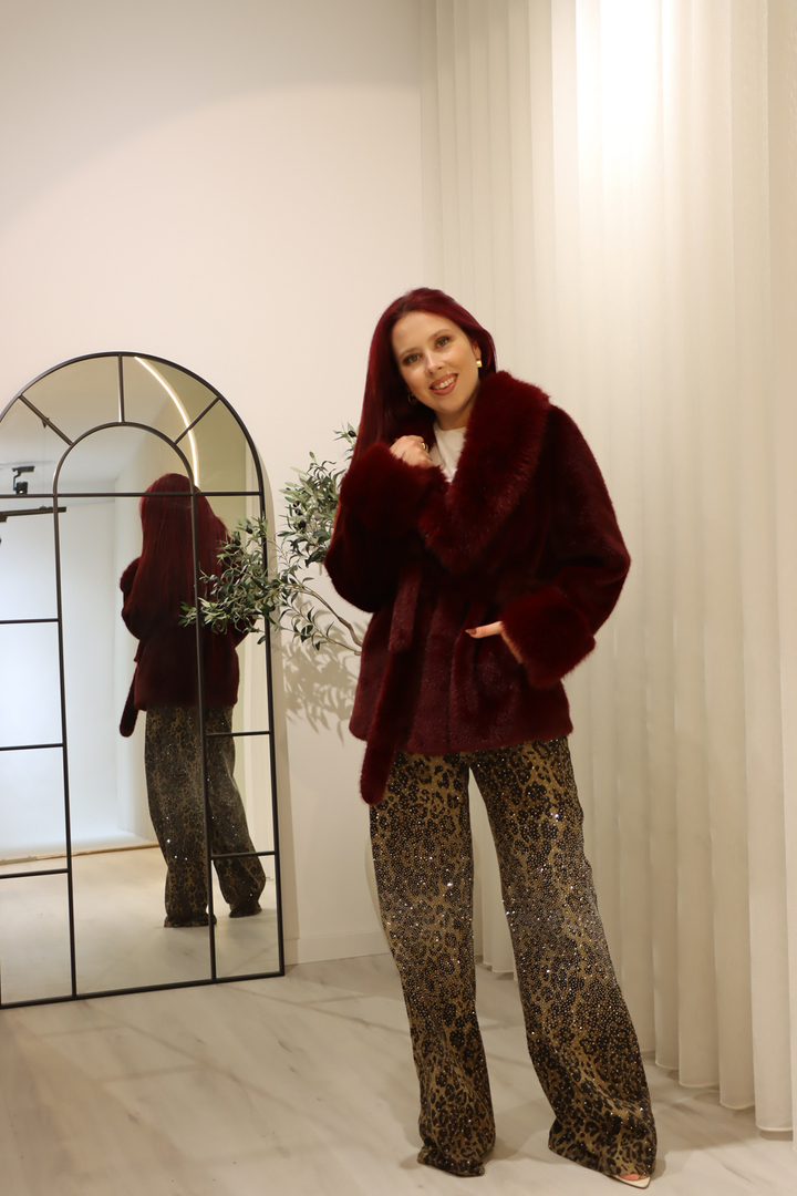 Casaco de Pêlo Bordeaux