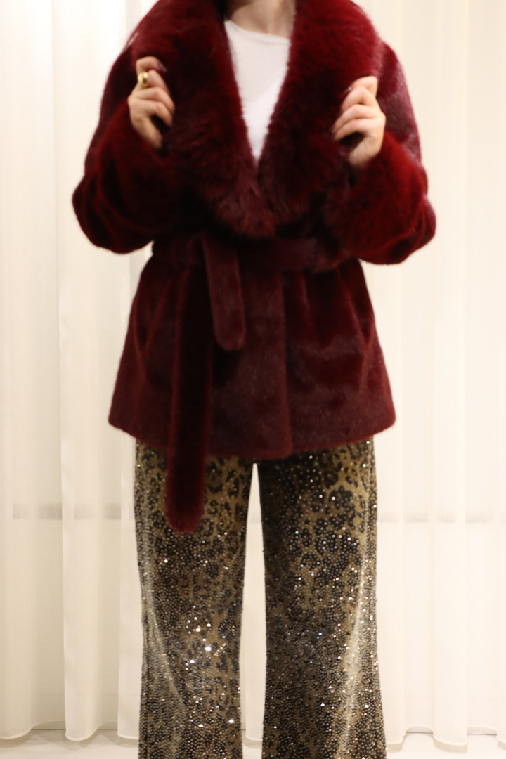 Casaco de Pêlo Bordeaux