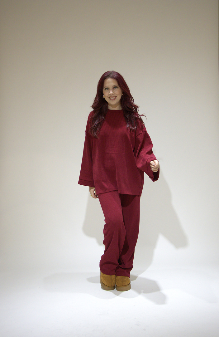 Conjunto Manga Larga Bordeaux