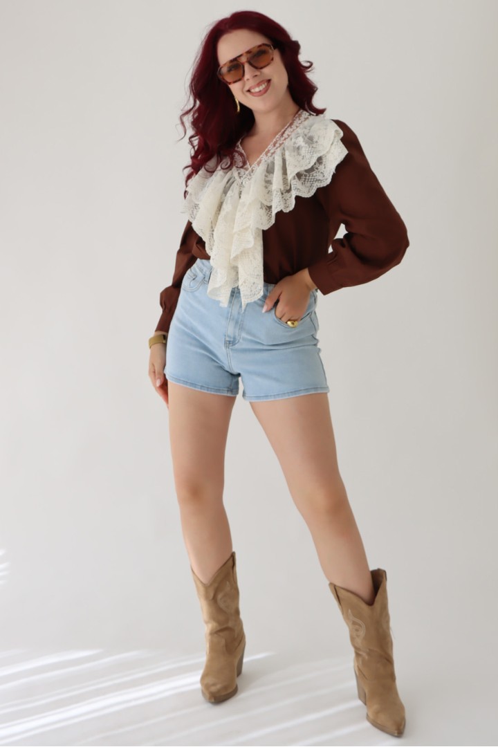 Blusa Com Folhos